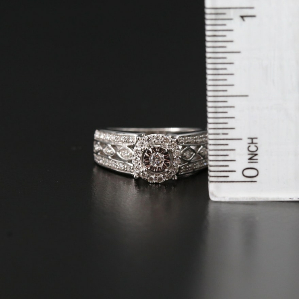 🚫SOLD🚫14K Diamond Halo Illusion Wedding Set ❤💍 - Picture 2 of 8